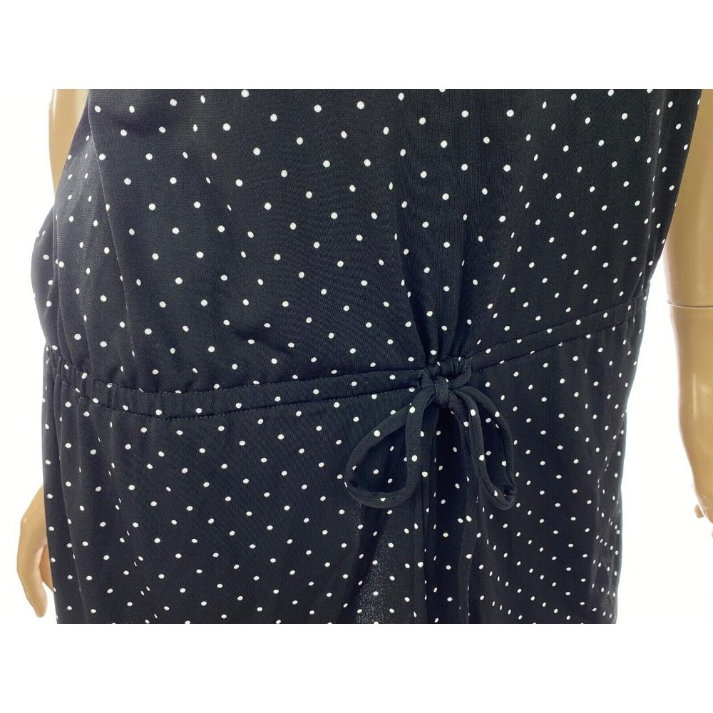 White House/Black Market Blouse Size S Black w/White Dots Cap Sleeve - Picture 2 of 6